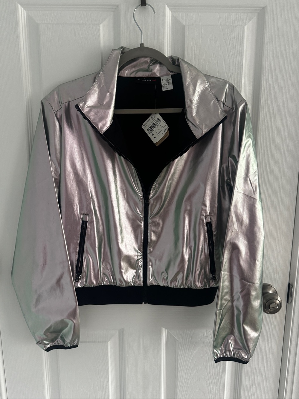 NWT Metallic Silver Disco Bomber Jacket